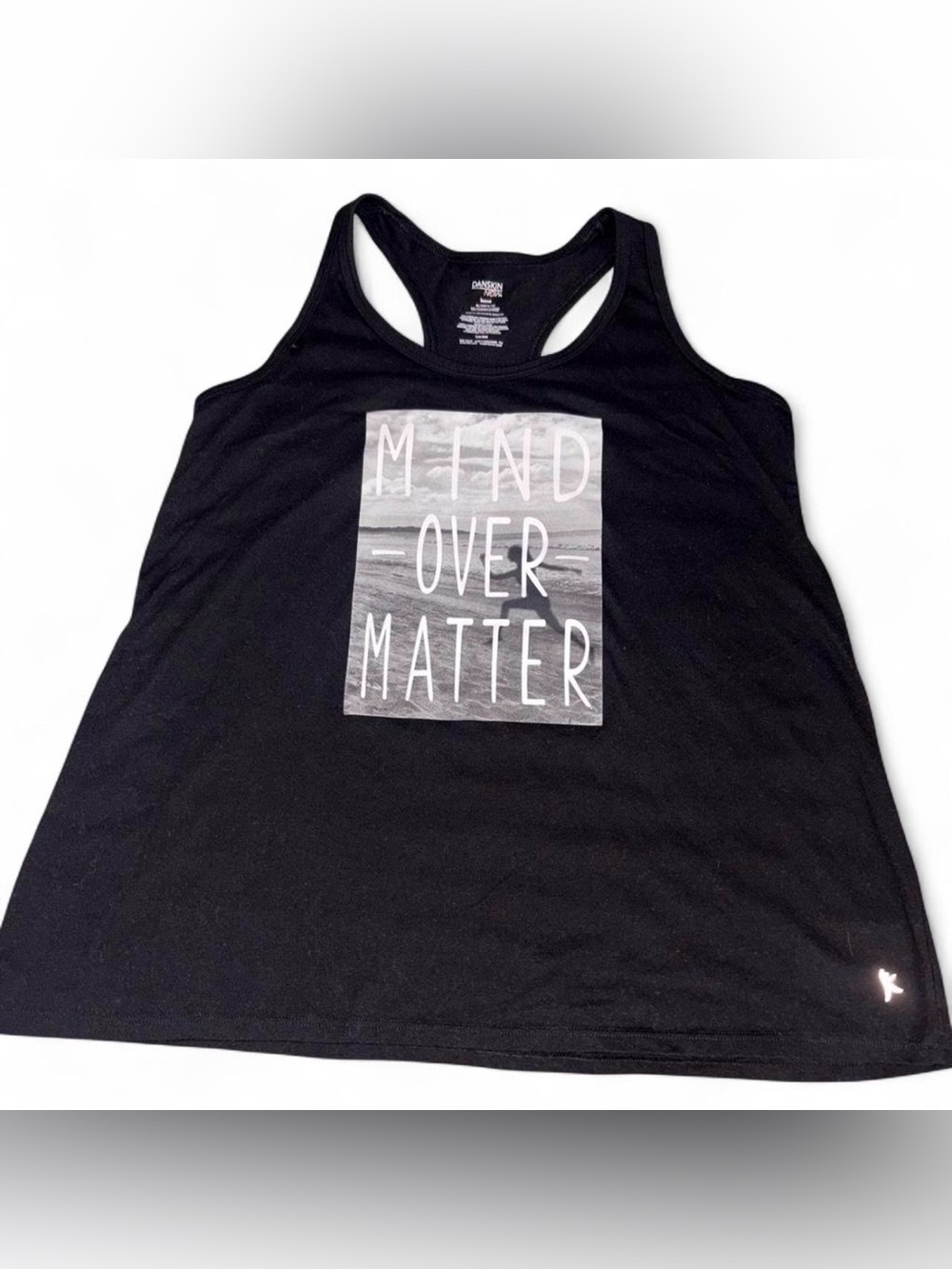 Danskin Black Racerback Tank with 'Mind Over Matter' Graphic